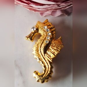 Vintage 80s ✨️🪸Small Golden Seahorse Brooch/Pin